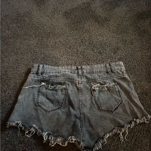 Ripped Gray Denim Women Shorts